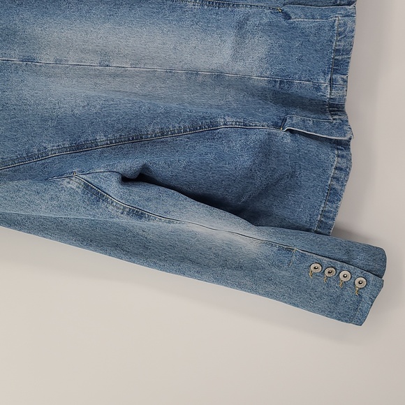 Shaver lake XL Blue  black white checkered sleeve lace pockets collared jacket - Picture 7 of 8